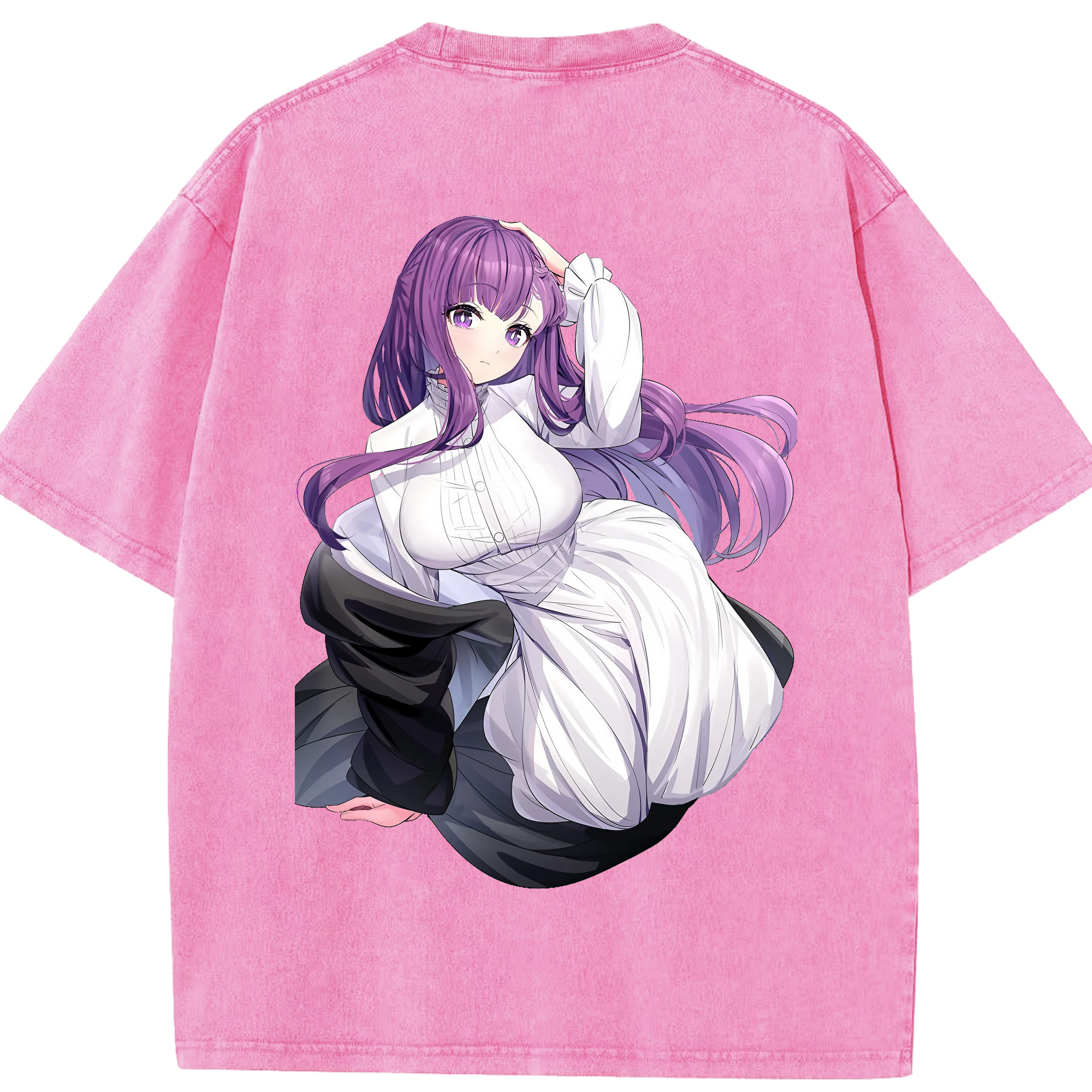 （画像用） 葬送のフリーレン Frieren 綿100% ヴィンテージ風 半袖Tシャツ（背面プリント）